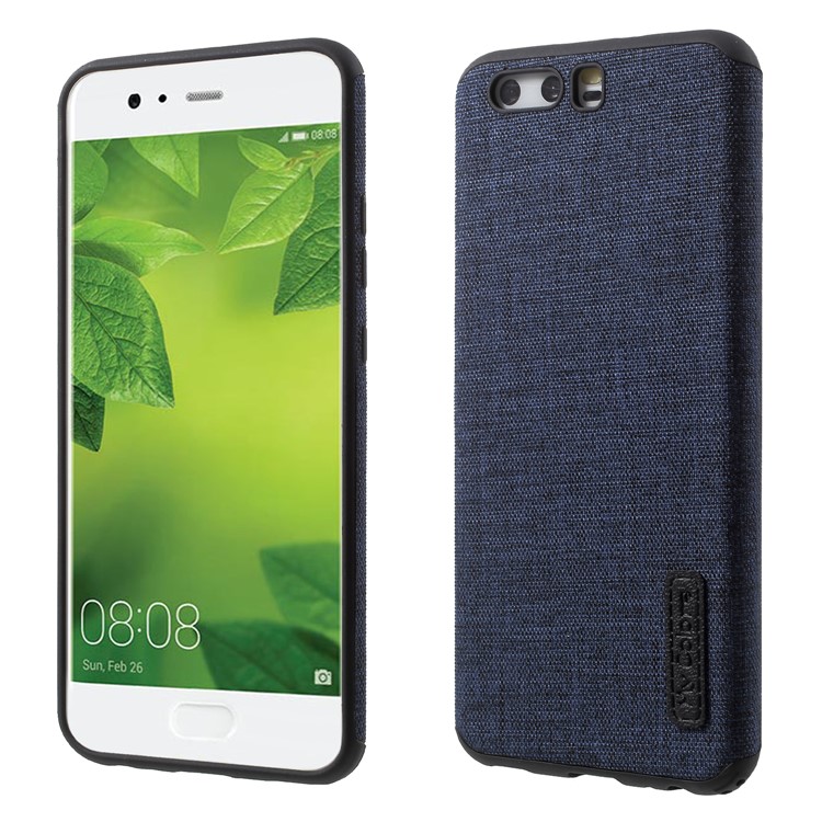 Canvas Cloth Coated TPU Mobile Phone Case Accessory for Huawei P10 - Dark Blue-1