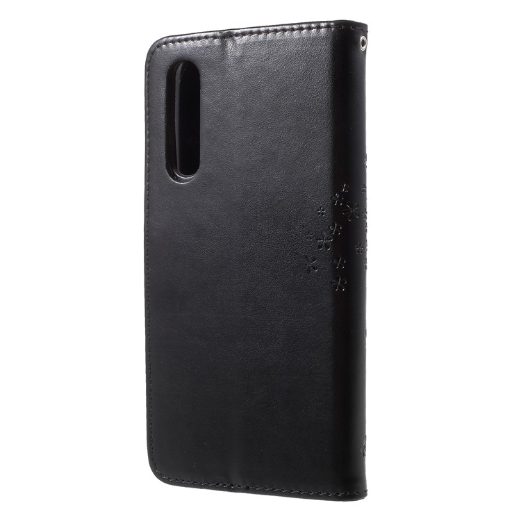 Imprint Tree Owl Magnetic Wallet PU Leather Stand Cover for Huawei P20 Pro - Black-2