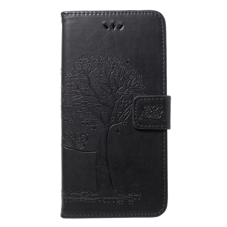 Imprint Tree Owl Magnetic Wallet PU Leather Stand Cover for Huawei P20 Pro - Black-3