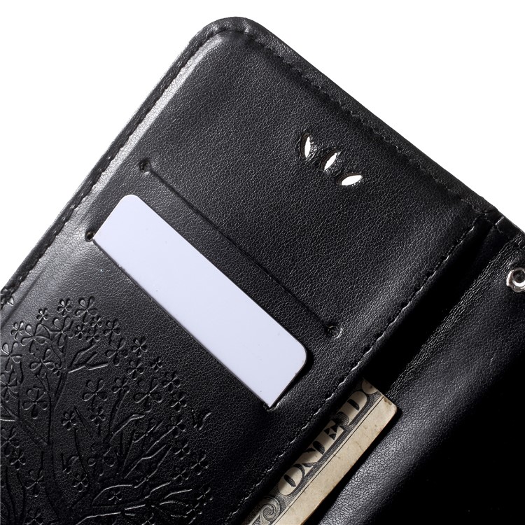 Imprint Tree Owl Magnetic Wallet PU Leather Stand Cover for Huawei P20 Pro - Black-6