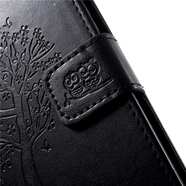 Imprint Tree Owl Magnetic Wallet PU Leather Stand Cover for Huawei P20 Pro - Black-7