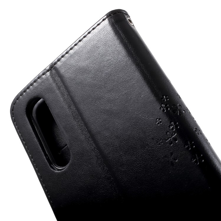 Imprint Tree Owl Magnetic Wallet PU Leather Stand Cover for Huawei P20 Pro - Black-8
