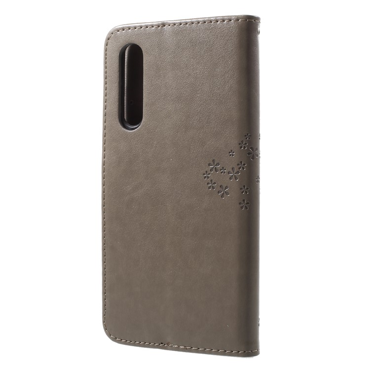 Imprint Tree Owl Magnetic Wallet PU Leather Stand Case for Huawei P20 Pro - Grey-2