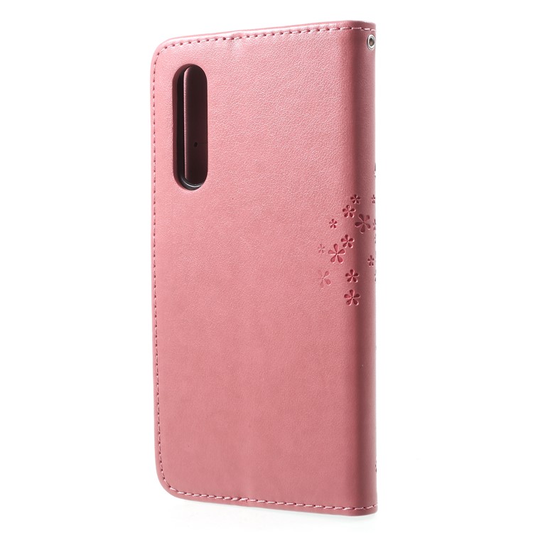 Imprint Tree Owl Magnetic Wallet PU Leather Stand Casing for Huawei P20 Pro - Pink-2