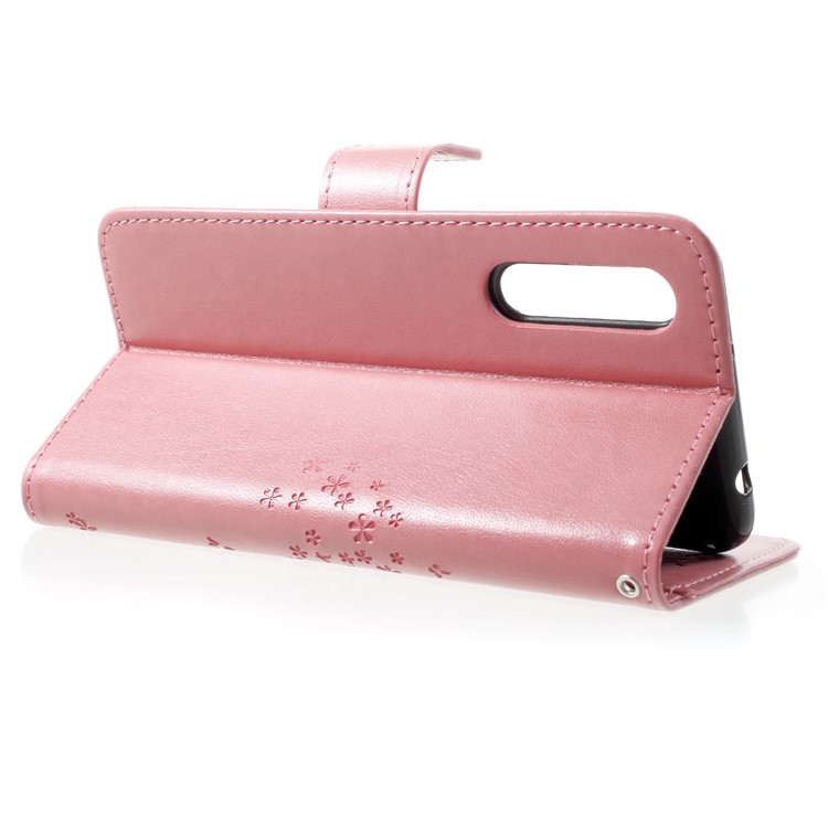Imprint Tree Owl Magnetic Wallet PU Leather Stand Casing for Huawei P20 Pro - Pink-4