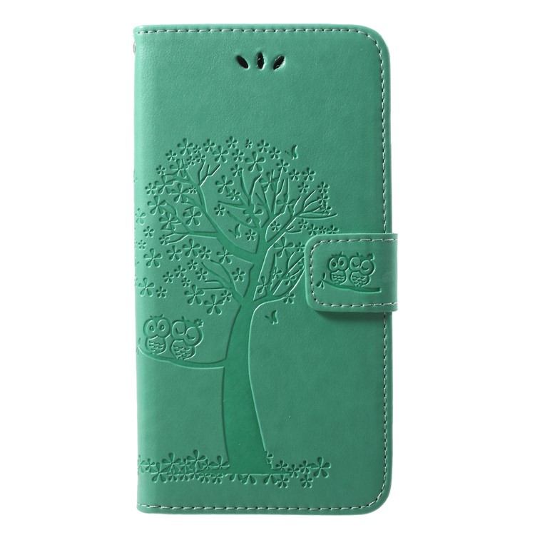 Imprint Tree Owl Magnetic Wallet PU Leather Stand Mobile Phone Cover for Huawei P20 Pro - Green-1