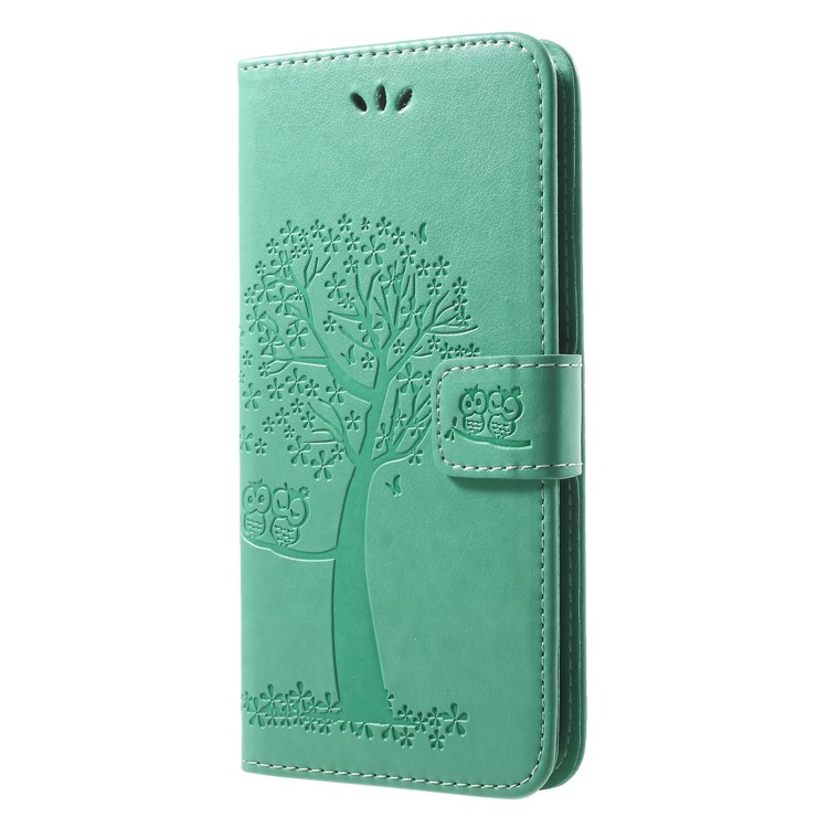Imprint Tree Owl Magnetic Wallet PU Leather Stand Mobile Phone Cover for Huawei P20 Pro - Green-3