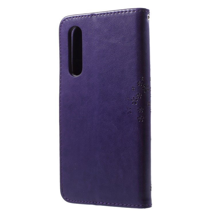 Imprint Tree Owl Magnetic Wallet PU Leather Stand Cell Phone Shell for Huawei P20 Pro - Dark Purple-2