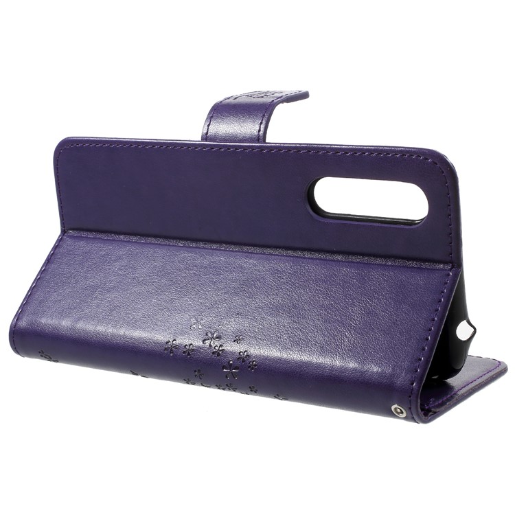 Imprint Tree Owl Magnetic Wallet PU Leather Stand Cell Phone Shell for Huawei P20 Pro - Dark Purple-4