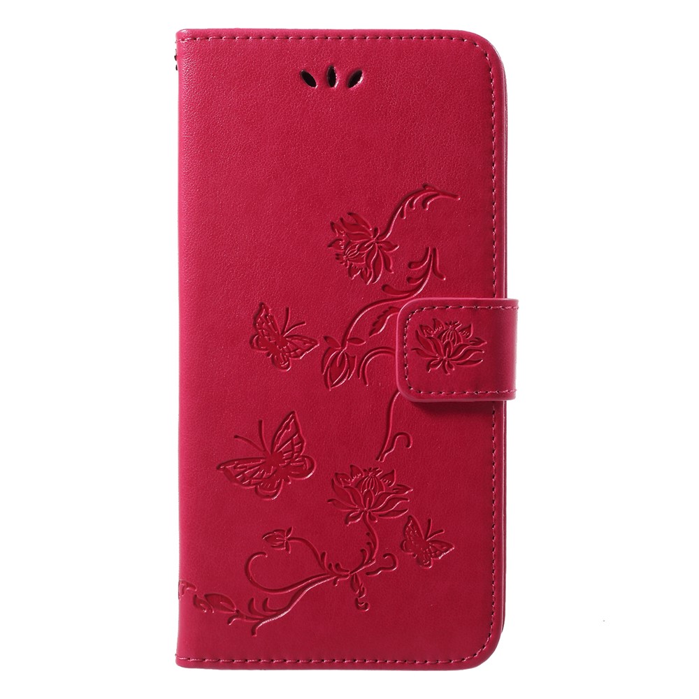 Imprint Butterfly Flower Wallet Stand Кожаная Оболочка Для Huawei P20 - Роза