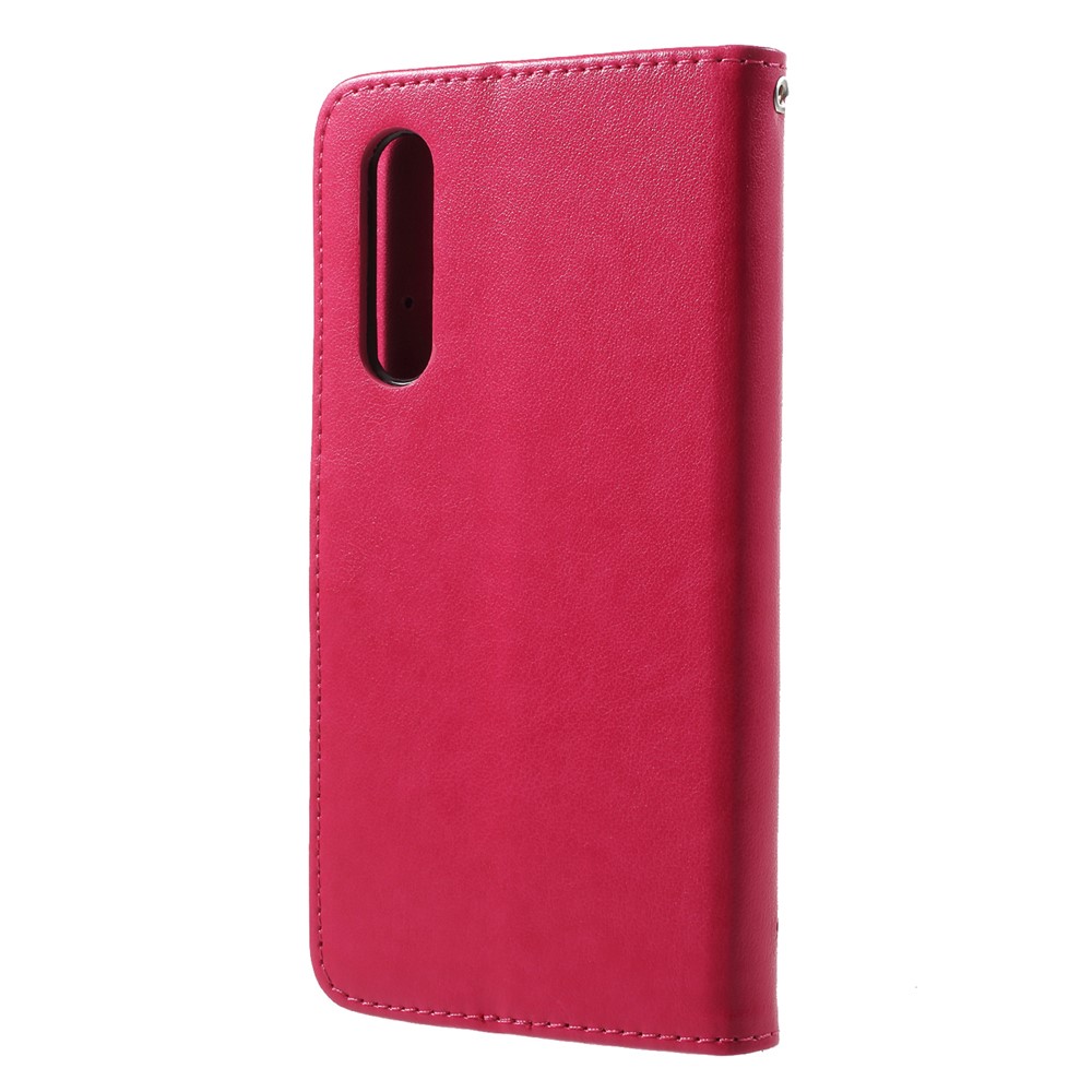 Empreinte Papillon Portefeuille de Portefeuille de Support Coque en Cuir Pour Huawei P20 - Rose