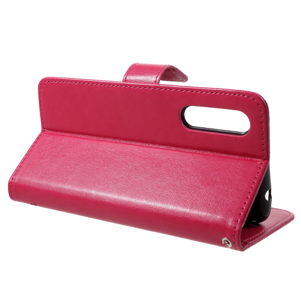 Imprimé Papillon Fleur Porte-monnaie Stand En Cuir Shell Pour Huawei P20 - Rose-4