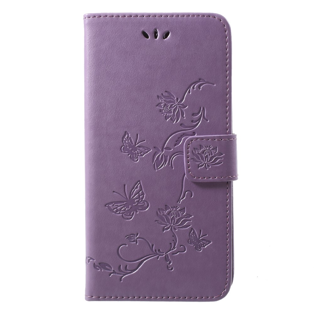 Portefeuille De Fleur De Papillon De Porte-monnaie En Cuir Mobile Couverture Pour Huawei P20 - Violet Clair-1