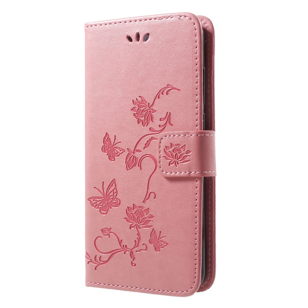 Impressão Flor Borboleta Carteira Flip Capa De Couro Case Para Huawei P20 Pro - Rosa-3