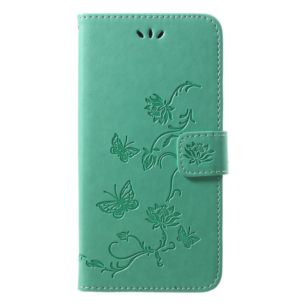 Imprint Butterfly Flower Wallet Stand Leather Mobile Cover for Huawei P20 Pro - Green-1