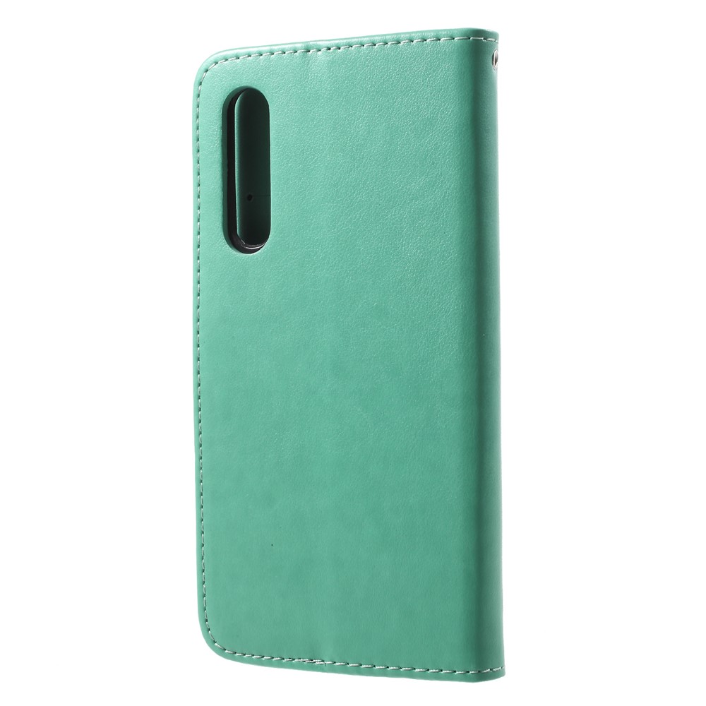 Imprint Butterfly Flower Wallet Stand Leather Mobile Cover for Huawei P20 Pro - Green-2