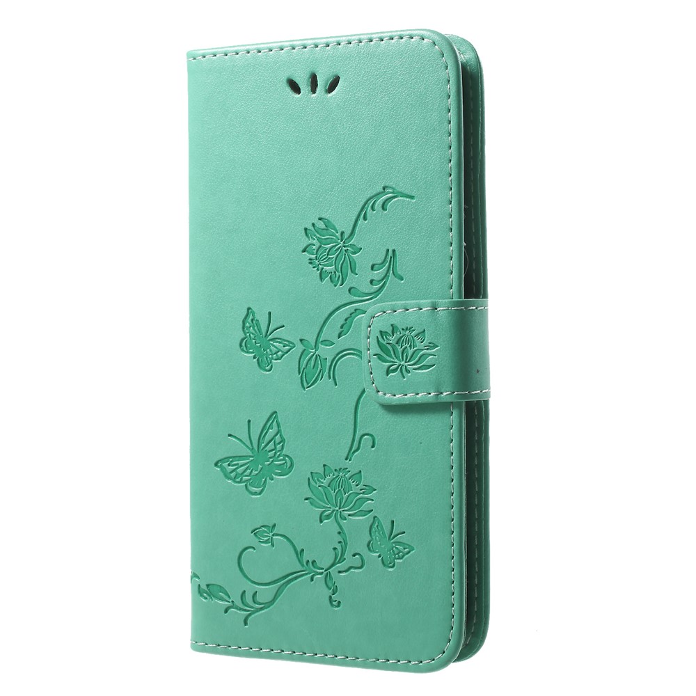Imprint Butterfly Flower Wallet Stand Leather Mobile Cover for Huawei P20 Pro - Green-3
