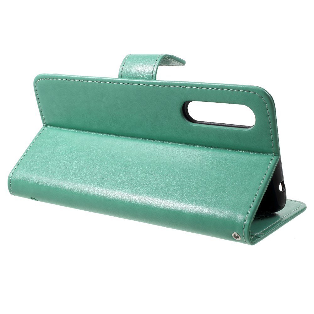 Imprint Butterfly Flower Wallet Stand Leather Mobile Cover for Huawei P20 Pro - Green-4