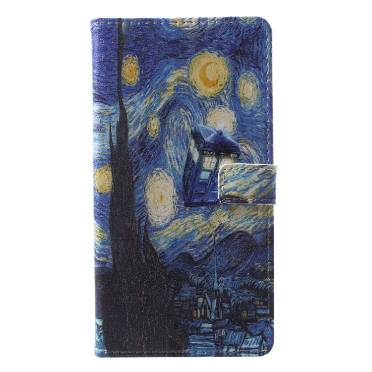 Pattern Printing PU Leather Wallet Stand Cell Phone Case for Huawei Honor 9 Lite/9 Youth Edition - The Starry Night-1