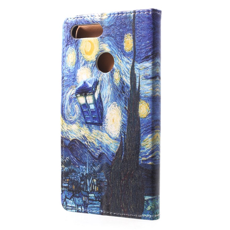 Pattern Printing PU Leather Wallet Stand Cell Phone Case for Huawei Honor 9 Lite/9 Youth Edition - The Starry Night-2