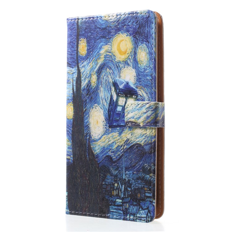 Pattern Printing PU Leather Wallet Stand Cell Phone Case for Huawei Honor 9 Lite/9 Youth Edition - The Starry Night-3