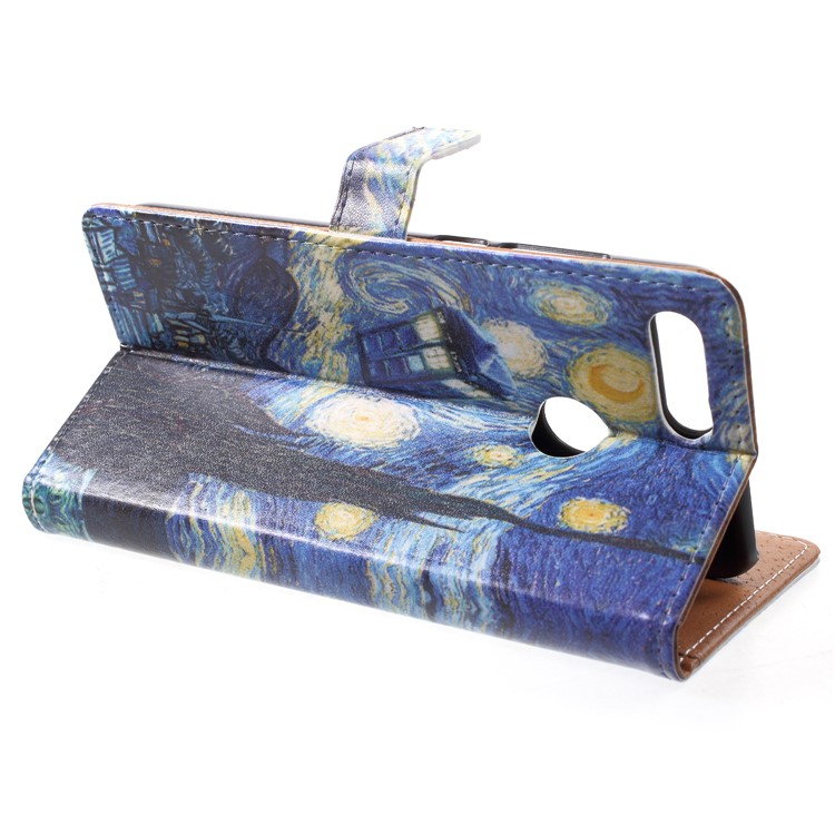 Pattern Printing PU Leather Wallet Stand Cell Phone Case for Huawei Honor 9 Lite/9 Youth Edition - The Starry Night-4
