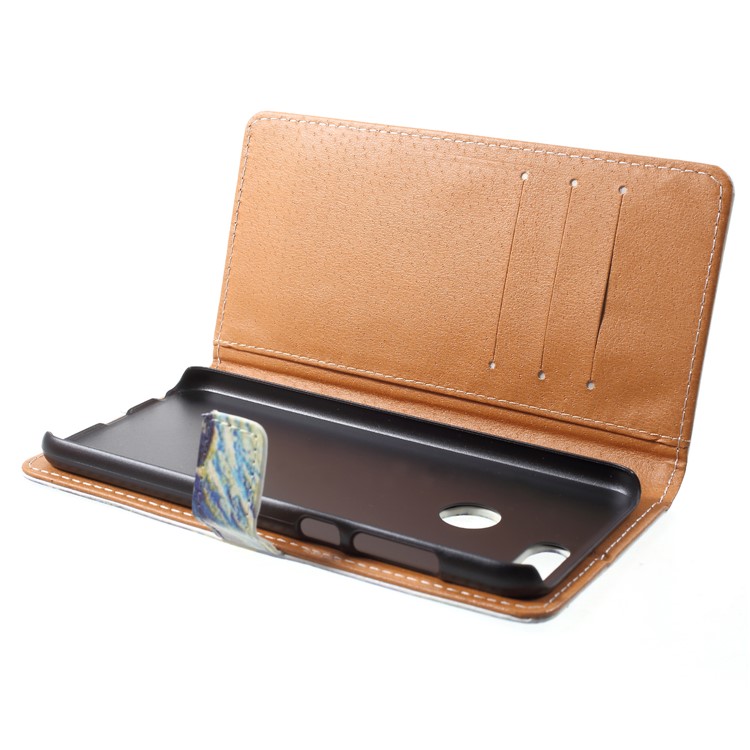 Pattern Printing PU Leather Wallet Stand Cell Phone Case for Huawei Honor 9 Lite/9 Youth Edition - The Starry Night-6