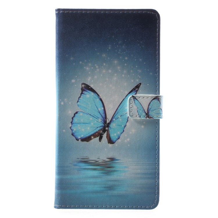 Pattern Printing PU Leather Wallet Stand Protective Case for Huawei Honor 9 Lite/9 Youth Edition - Butterfly on Lake-1