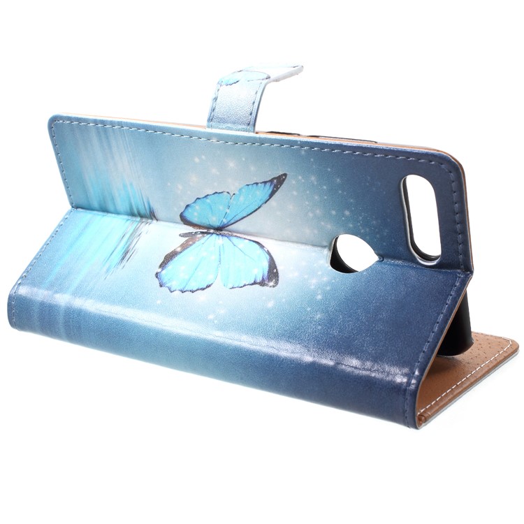 Pattern Printing PU Leather Wallet Stand Protective Case for Huawei Honor 9 Lite/9 Youth Edition - Butterfly on Lake-4