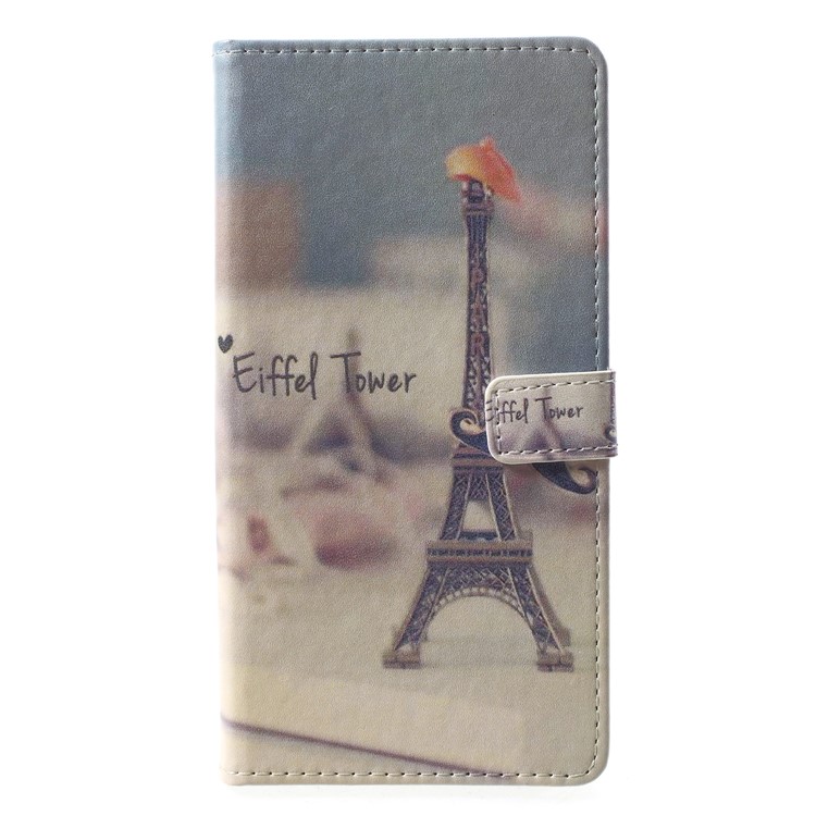 Pattern Printing PU Leather Wallet Stand Protective Casing for Huawei Honor 9 Lite/9 Youth Edition - Eiffel Tower-1