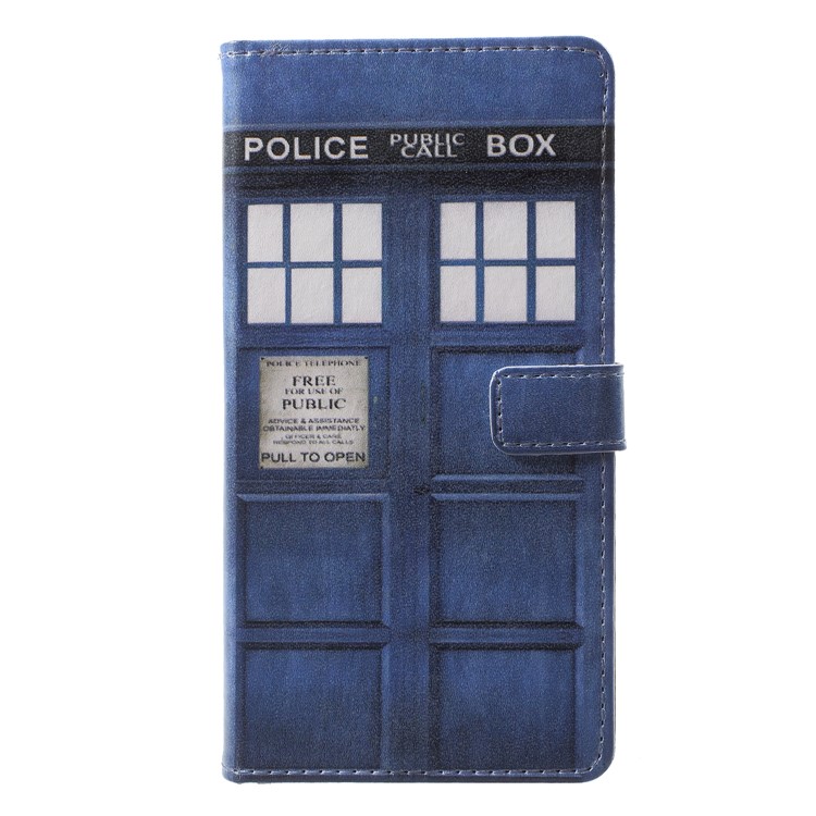Pattern Printing PU Leather Wallet Magnetic Stand Phone Case for Huawei Honor 9 Lite/9 Youth Edition - Public Call Box-1