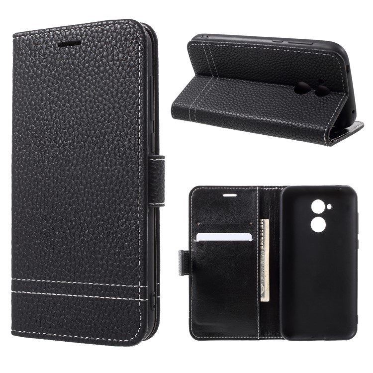 Litchi Texture Wallet Stand Leather Case for Huawei Honor Honor 6A / Honor 5C pro - Black-1