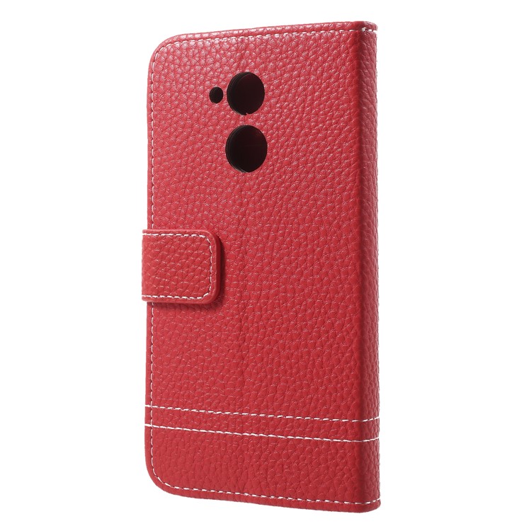 Litchi Texture Wallet Leather Flip Stand Cover for Huawei Honor Honor 6A / Honor 5C pro - Red-2