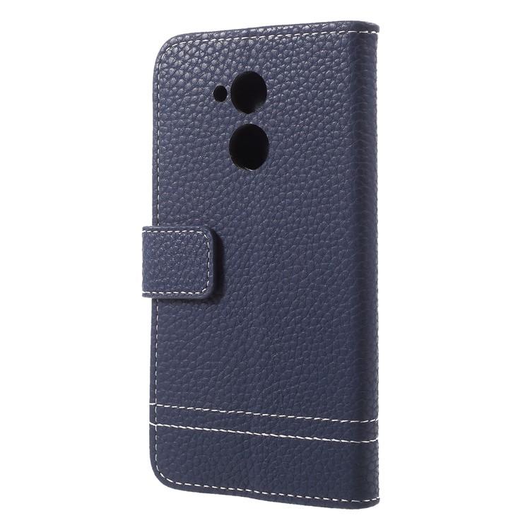 Litchi Texture Wallet Stand Leather Shell for Huawei Honor Honor 6A / Honor 5C pro - Dark Blue-2