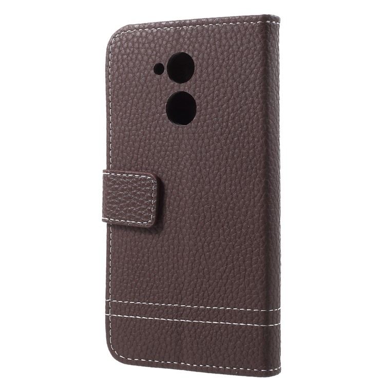 Litchi Skin PU Leather Wallet Stand Phone Casinh for Huawei Honor Honor 6A / Honor 5C pro - Coffee-2