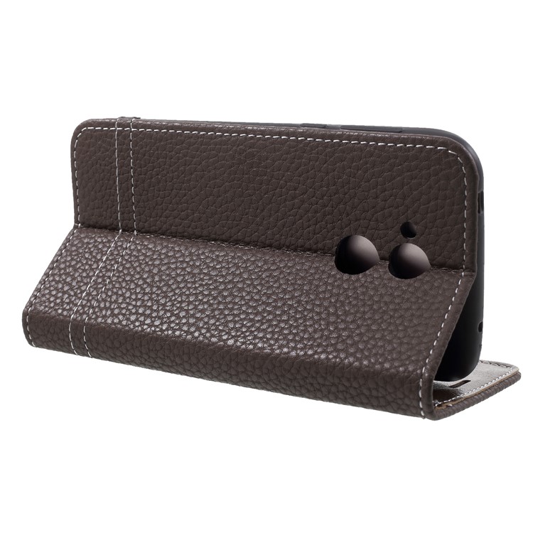 Litchi Skin PU Leather Wallet Stand Phone Casinh for Huawei Honor Honor 6A / Honor 5C pro - Coffee-4