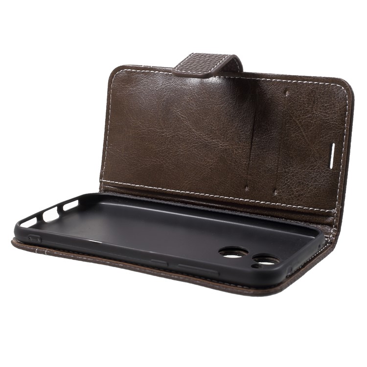 Litchi Skin PU Leather Wallet Stand Phone Casinh for Huawei Honor Honor 6A / Honor 5C pro - Coffee-5