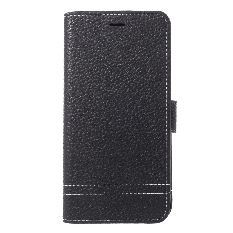 Litchi Skin PU Leather Wallet Stand Case for Huawei Honor V9 Play - Black-3