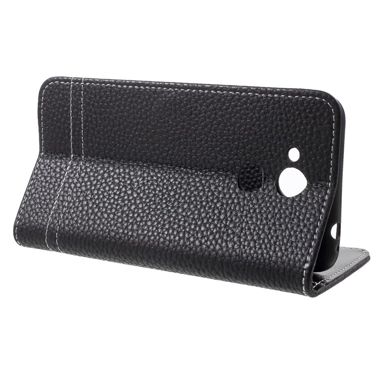 Litchi Skin PU Leather Wallet Stand Case for Huawei Honor V9 Play - Black-4