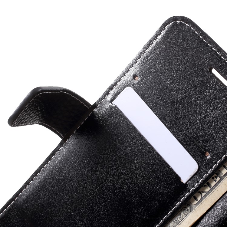 Litchi Skin PU Leather Wallet Stand Case for Huawei Honor V9 Play - Black-6