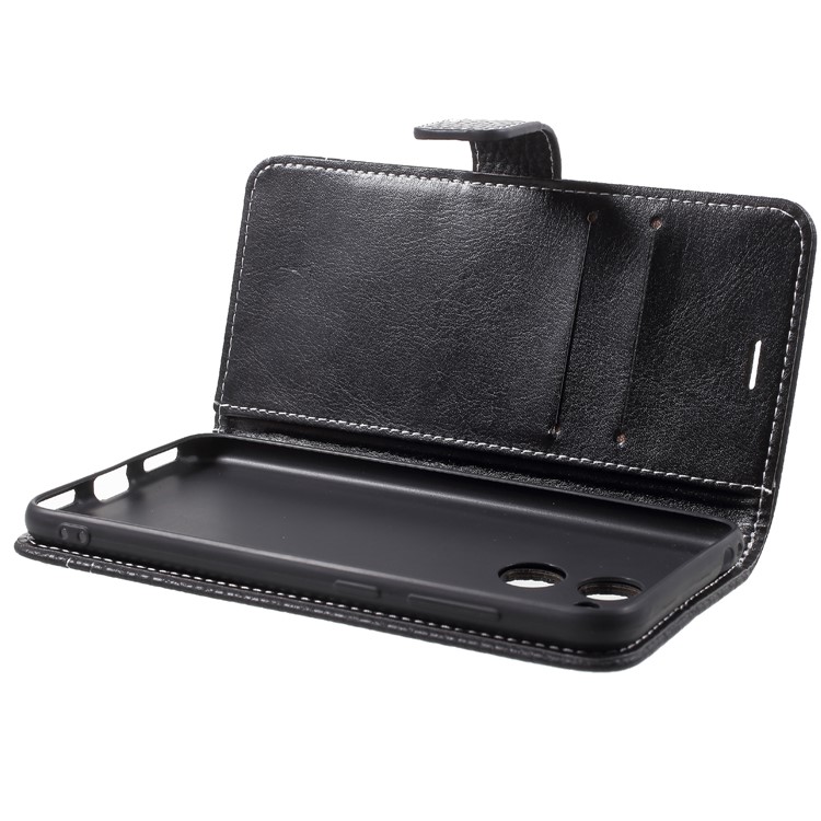 Litchi Skin PU Leather Wallet Stand Case for Huawei Honor V9 Play - Black-7
