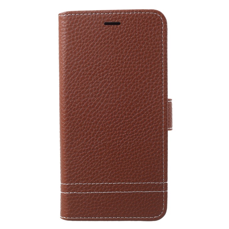 Litchi Skin PU Leather Stand Wallet Mobile Case Cover for Huawei Honor V9 Play - Brown-1
