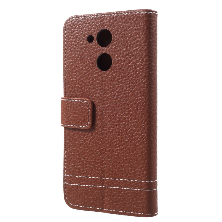 Litchi Skin PU Leather Stand Wallet Mobile Case Cover for Huawei Honor V9 Play - Brown-2