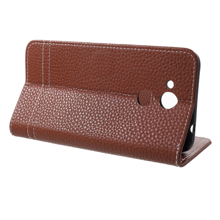 Litchi Skin PU Leather Stand Wallet Mobile Case Cover for Huawei Honor V9 Play - Brown-4