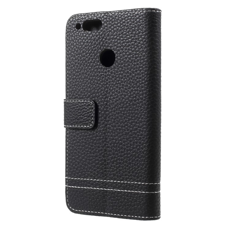 Litchi Texture PU Leather Wallet Stand Phone Case for Huawei Honor 7X - Black-2