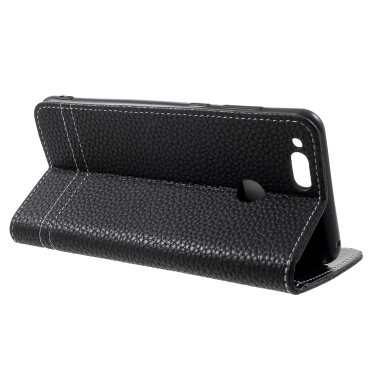 Litchi Texture PU Leather Wallet Stand Phone Case for Huawei Honor 7X - Black-4