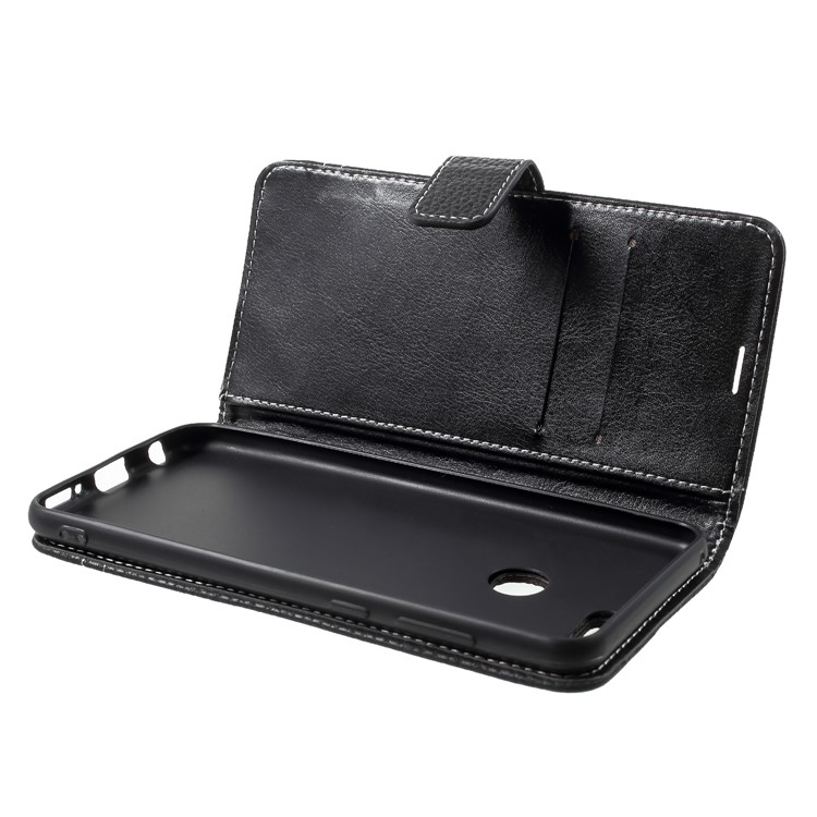 Litchi Texture PU Leather Wallet Stand Phone Case for Huawei Honor 7X - Black-6