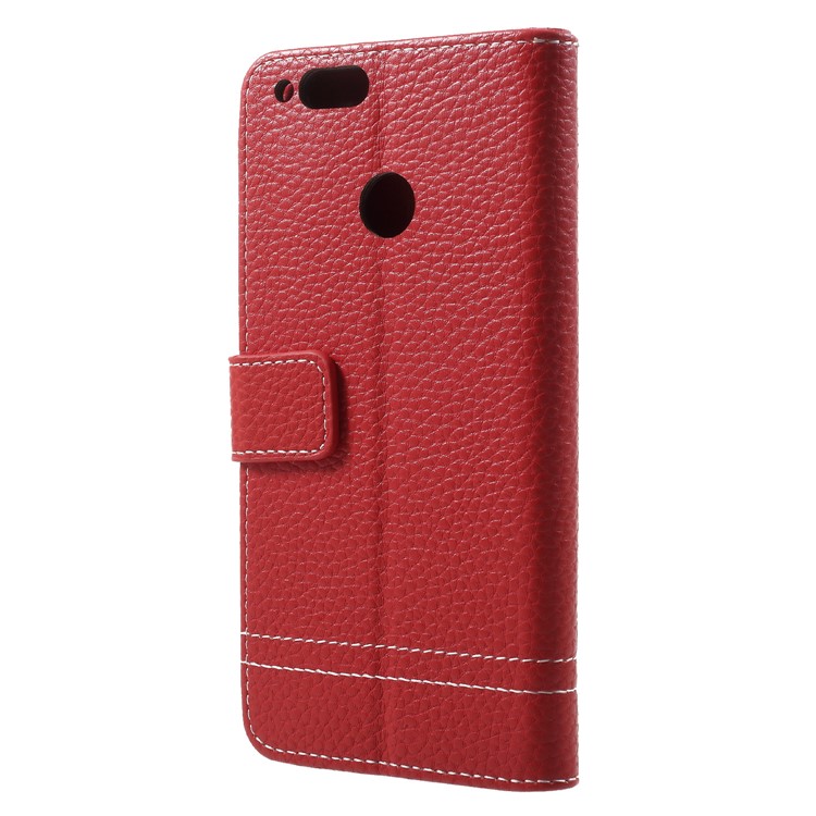 Litchi Texture PU Leather Wallet Flip Stand Phone Cover for Huawei Honor 7X - Red-2