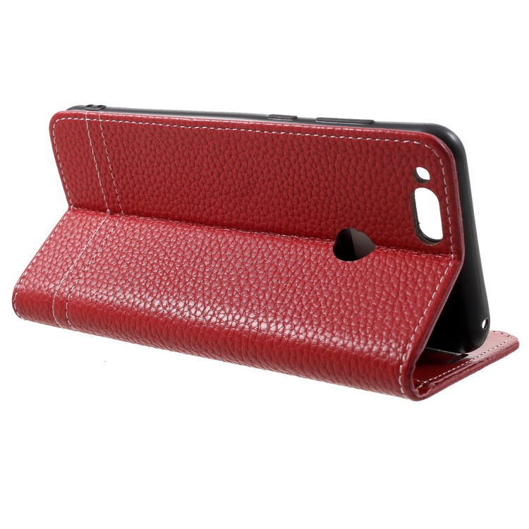 Litchi Texture PU Leather Wallet Flip Stand Phone Cover for Huawei Honor 7X - Red-4