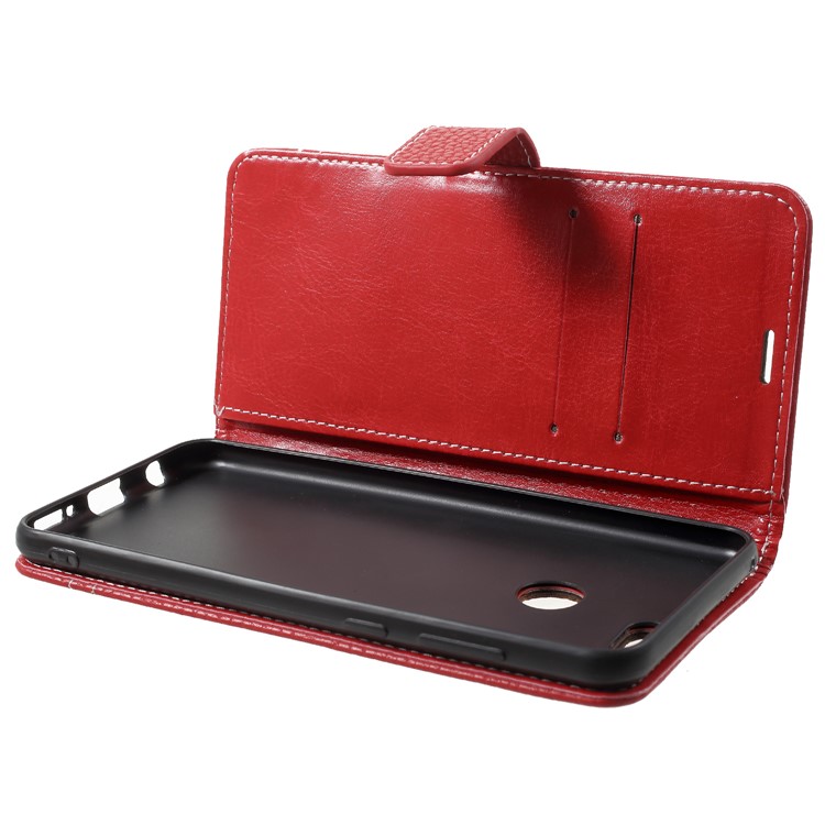 Litchi Texture PU Leather Wallet Flip Stand Phone Cover for Huawei Honor 7X - Red-5
